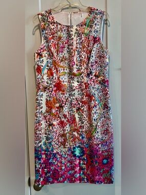 Elie Tahari White Midi Dress with Pearl Embellishments